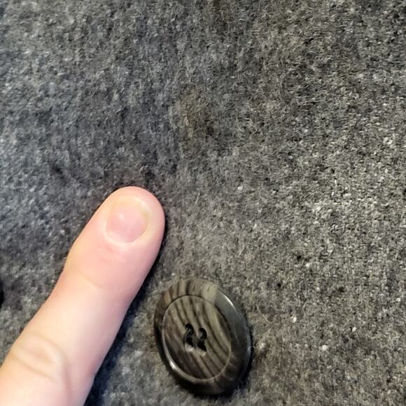 Vtg Gray Wool Trench Long Pea Coat Military Teller Coat Jacket Sz small - Picture 7 of 7